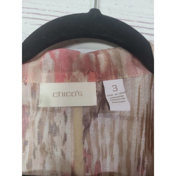 Chico's Multicolor Geometric Print Open Front 3/4 Sleeve Blouse Womans Size 3 - Picture 4 of 4